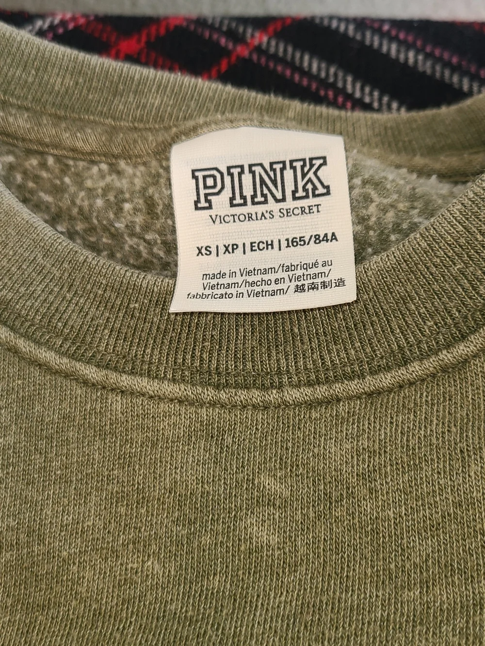 PINK Victoria's Secret Olive Green Sweatshirt with Ruched Sides - Picture 5 of 5